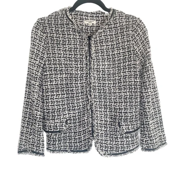 Max Studio Tweed Blazer In Black and White - Picture 2 of 10